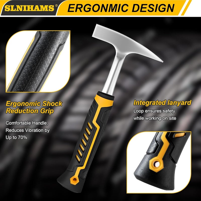 SLNIHAMS Tinner's Hammer, 18oz Sheet Metal Hammer Tools, Hvac Tool Tinners Hammer with Forged Steel Construction and Shock Reduction Grip, Sheet Metal Hammers, Welding and Chipping Hammer - Image 3